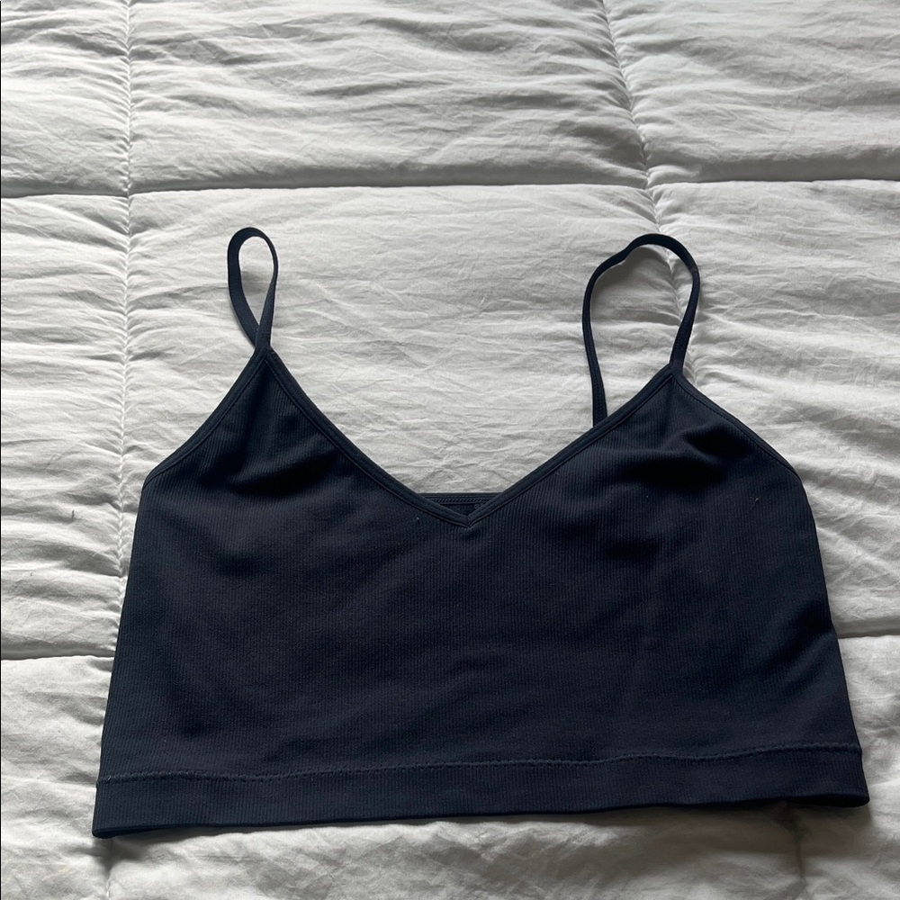 Garage Black Cropped Ribbed Cami Tank Top